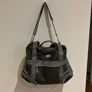 ✨ BIG BUDDHA ✨ Gray Mixed Media Travel Overnight Duffle Bag